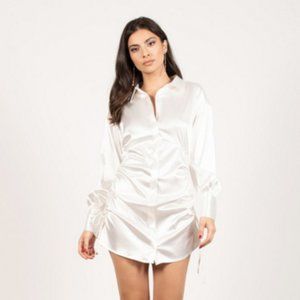 WHITE SATIN BODYCON DRESS